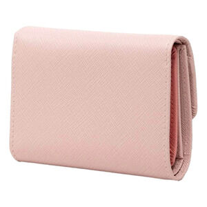 Prada Saffiano Petalo Pink Multicolor Trifold Coin Zipper Card Snap